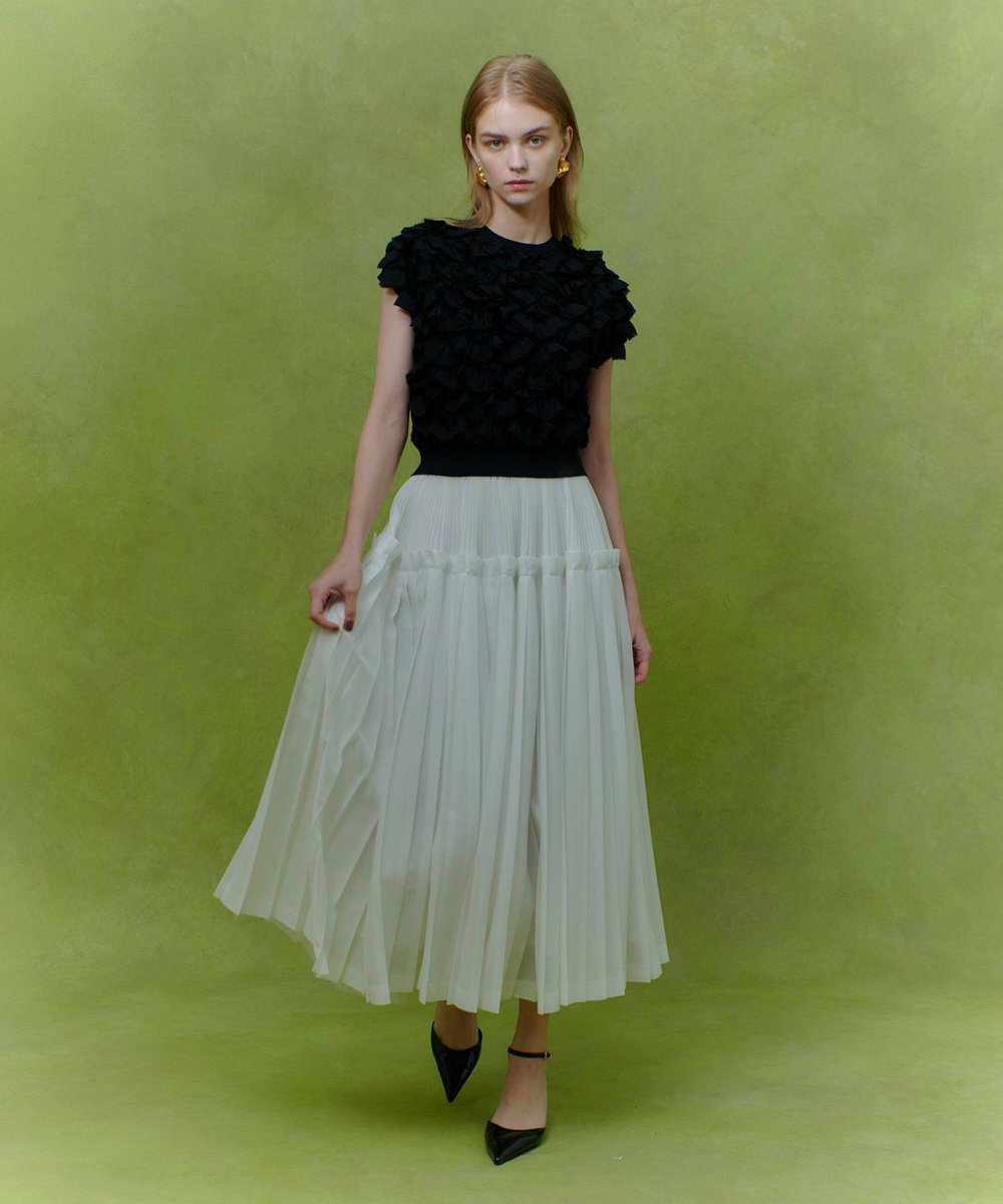 LOULOU WILLOUGHBY 【LOULOU WILLOUGHBY】カールマイヤープリーツスカート ホワイト (01)