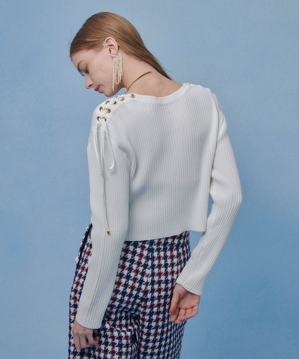 LOULOU WILLOUGHBY 【LOULOU WILLOUGHBY】レースアップショルダープルオーバー オフホワイト (02)