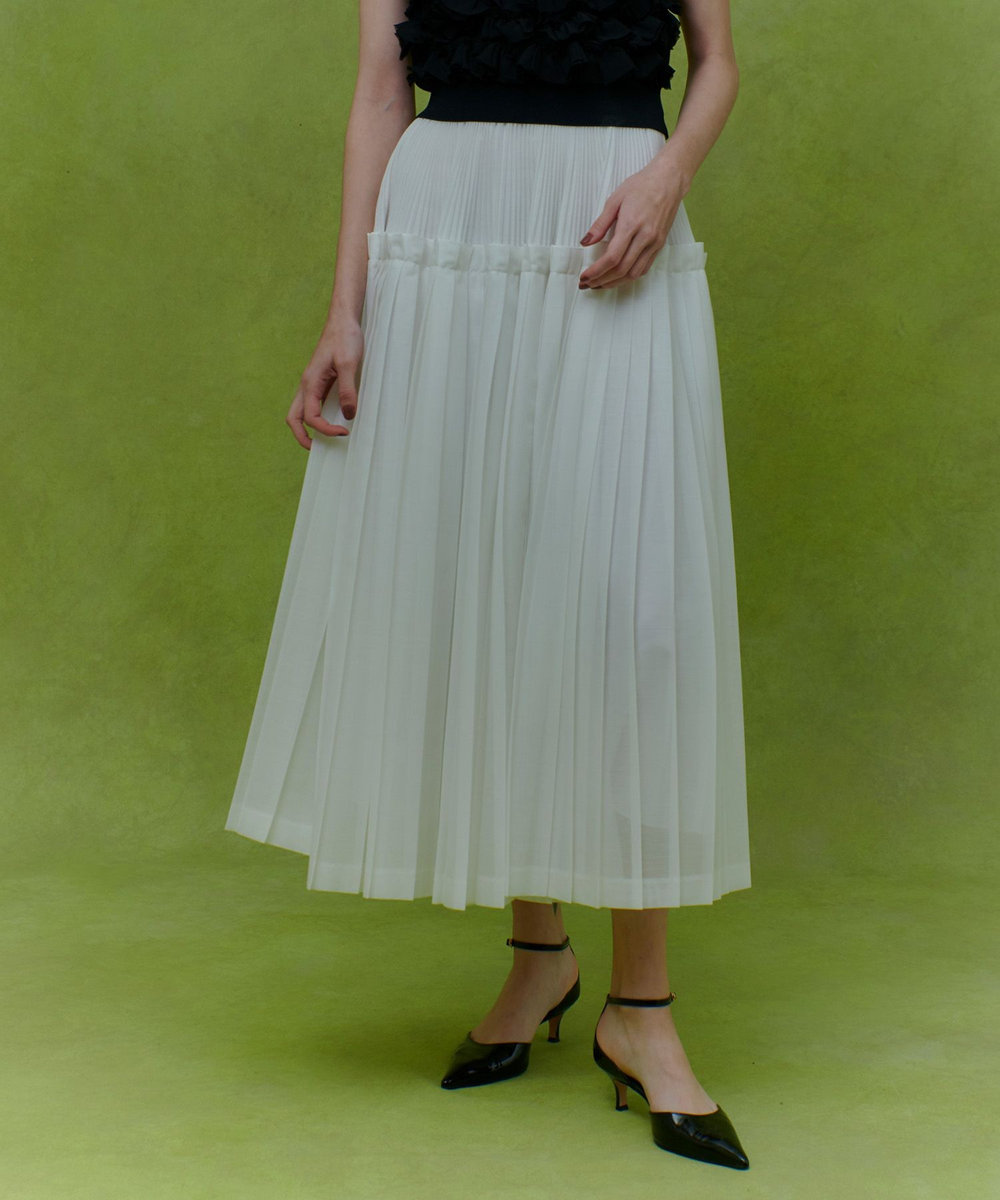 LOULOU WILLOUGHBY 【LOULOU WILLOUGHBY】カールマイヤープリーツスカート ホワイト (01)