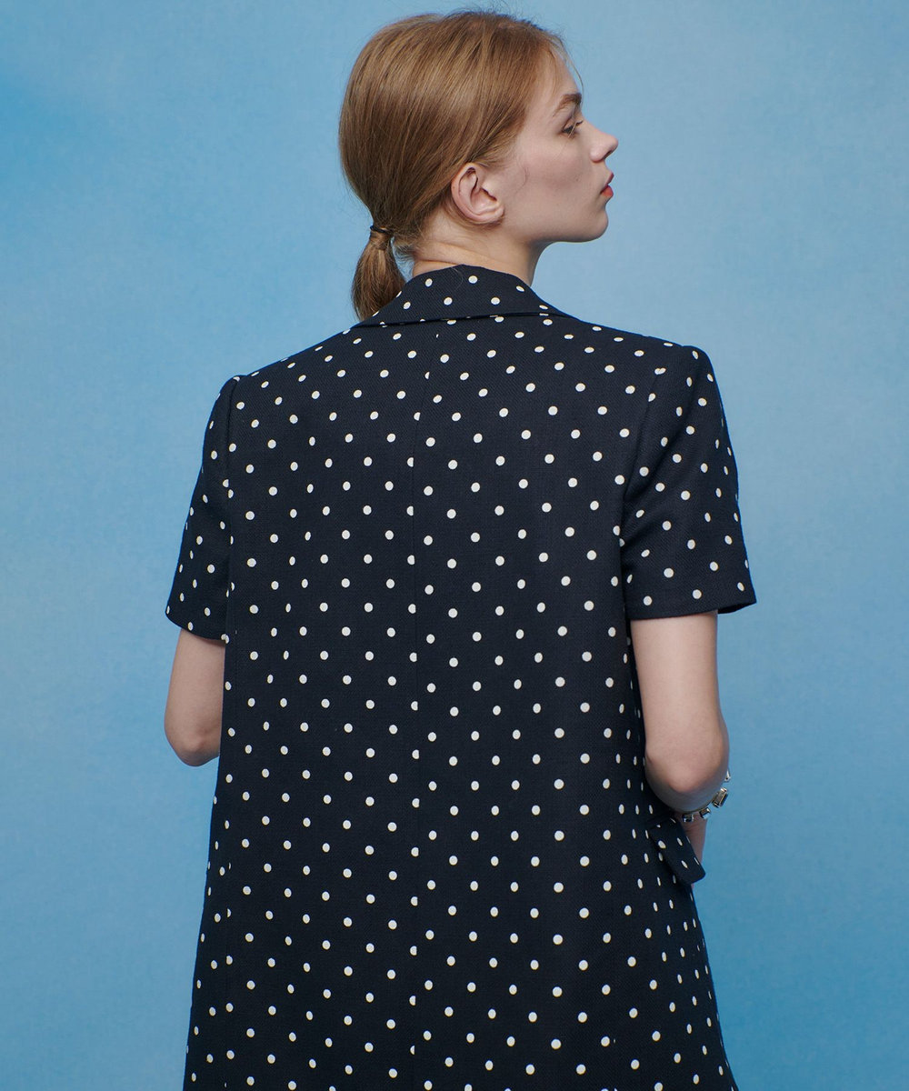 LOULOU WILLOUGHBY 【LOULOU WILLOUGHBY】リネン混ドットハーフスリーブジャケット ブラック系 (98)