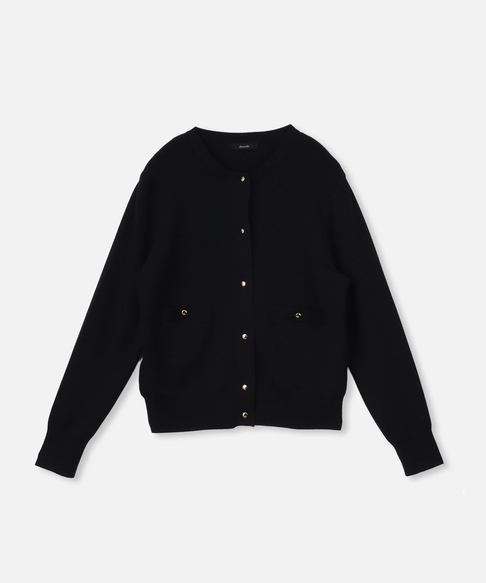 allureville ◇ ポケットクルーカーディガン ブラック (95)