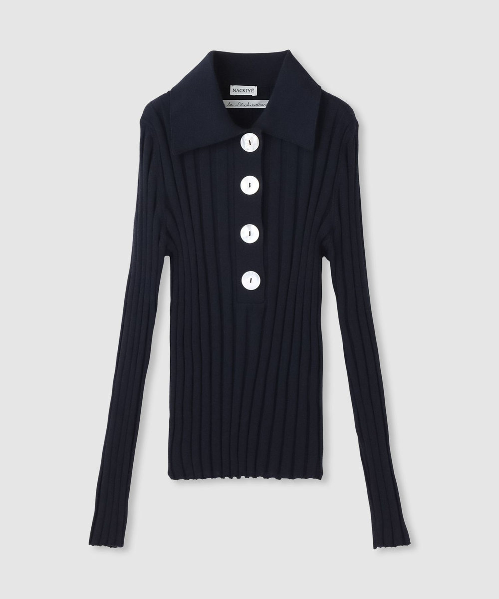 NACKIYE(ナキエ)】SUGARMAN KNIT LONG SLEEVE POLO|allureville