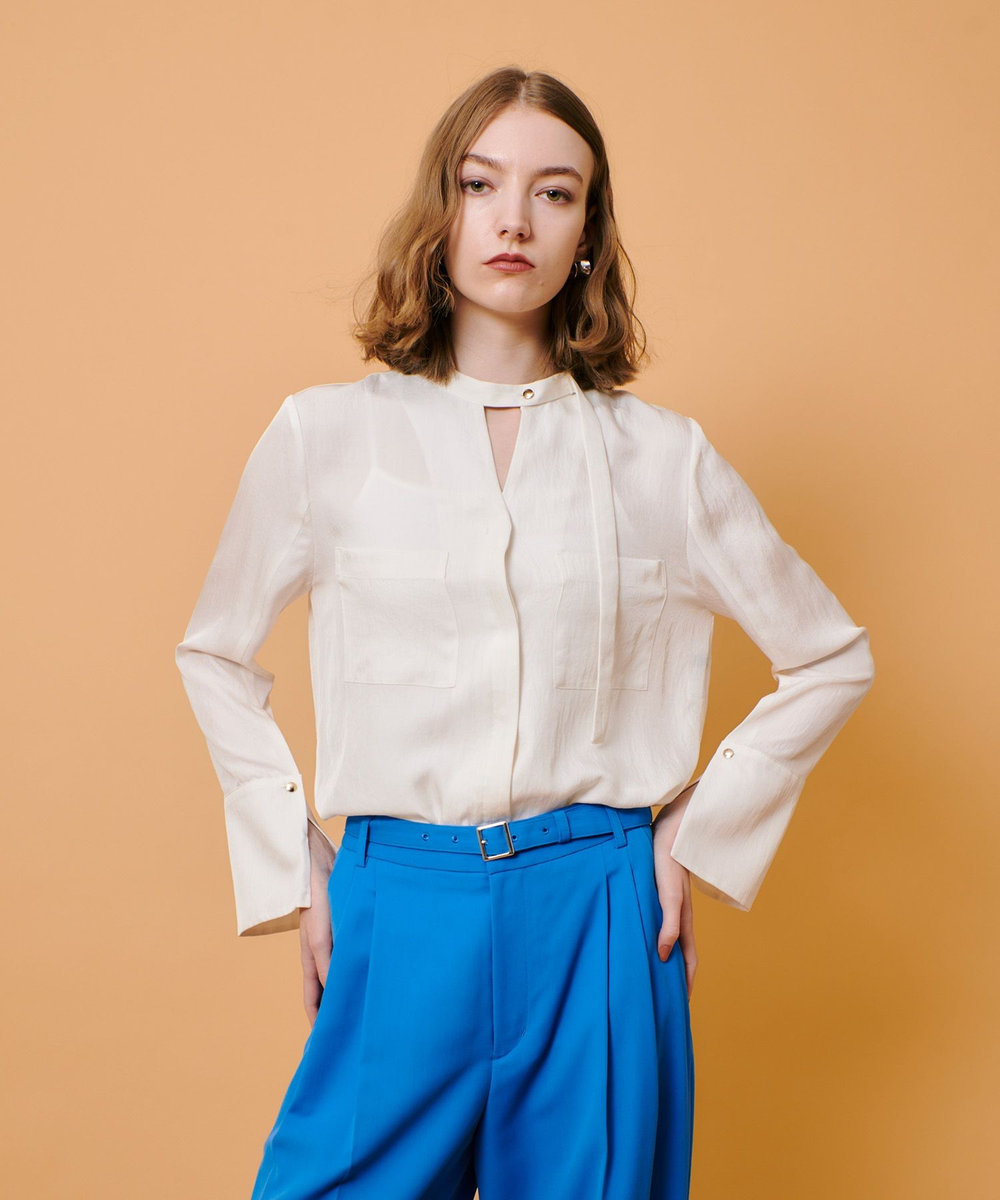 allureville フリュイドオーバーラップブラウス オフホワイト (02)