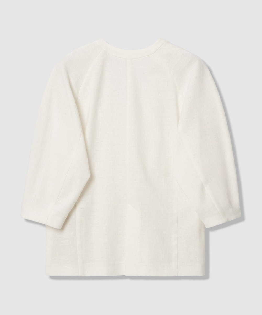 allureville 【ATELIER Line】ハーフスリーブカラーレスジャケット ホワイト (01)