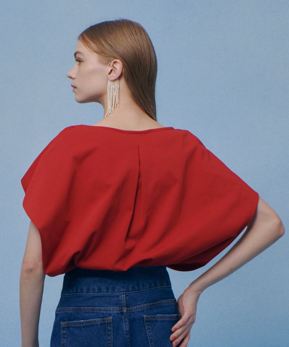 LOULOU WILLOUGHBY ケープデコルテトップス レッド (43)