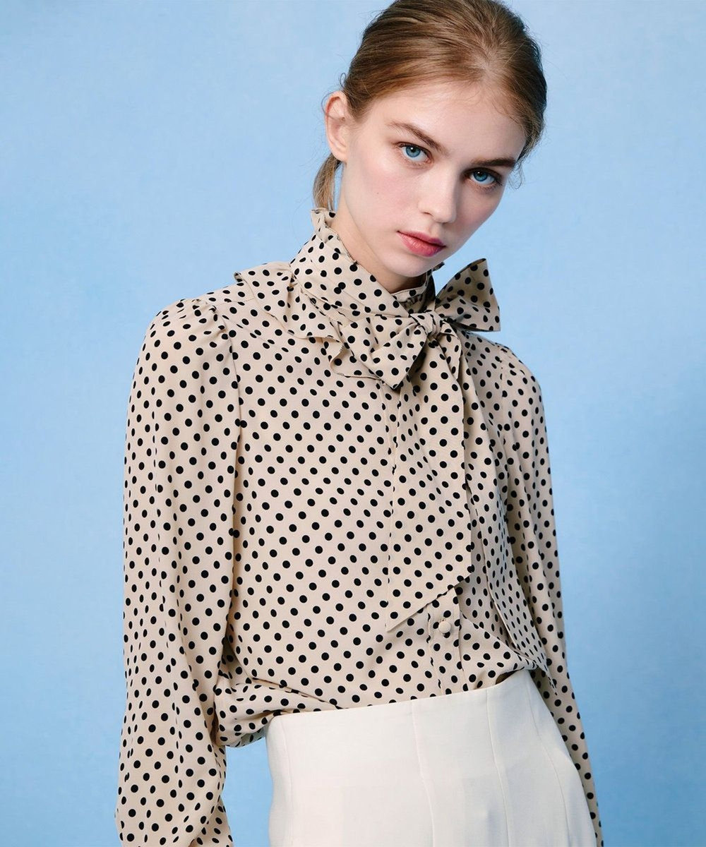 ◇【LOULOU WILLOUGHBY】デシンドットフリルボウタイブラウス