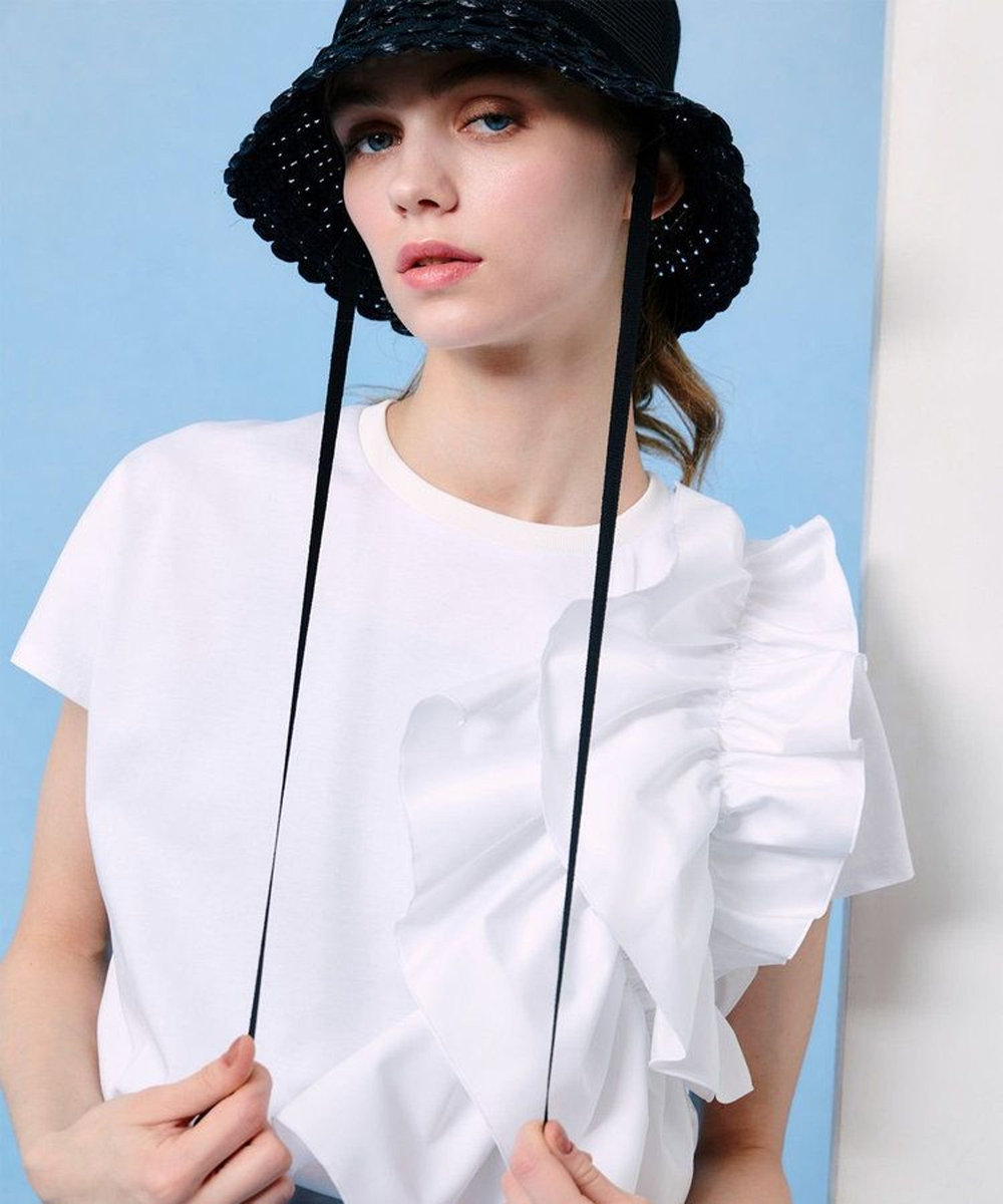 LOULOU WILLOUGHBY 【LOULOU WILLOUGHBY】ギャザーレイヤーTシャツ オフホワイト (02)
