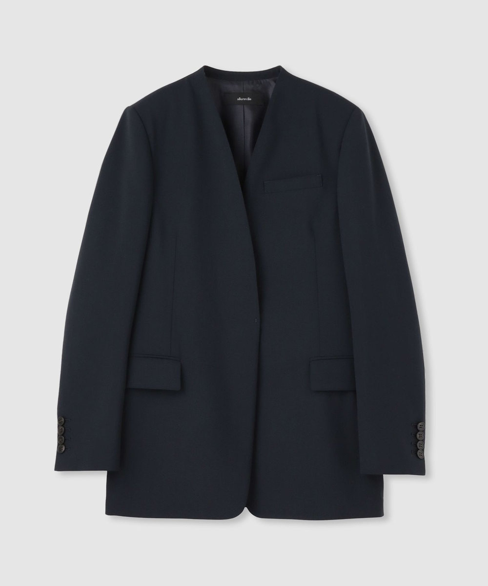 allureville ストレッチノーカラージャケット ネイビー (65)