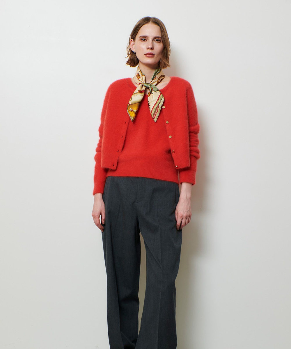 allureville カシミヤブレンドファー加工Ｖプルオーバー オレンジ (31)