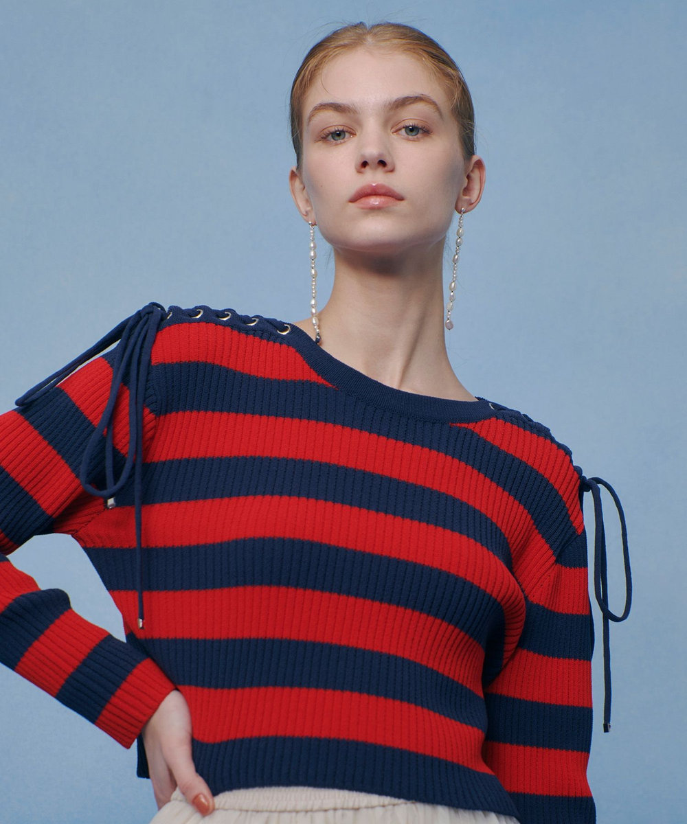 LOULOU WILLOUGHBY 【LOULOU WILLOUGHBY】レースアップショルダープルオーバー レッド系 (46)