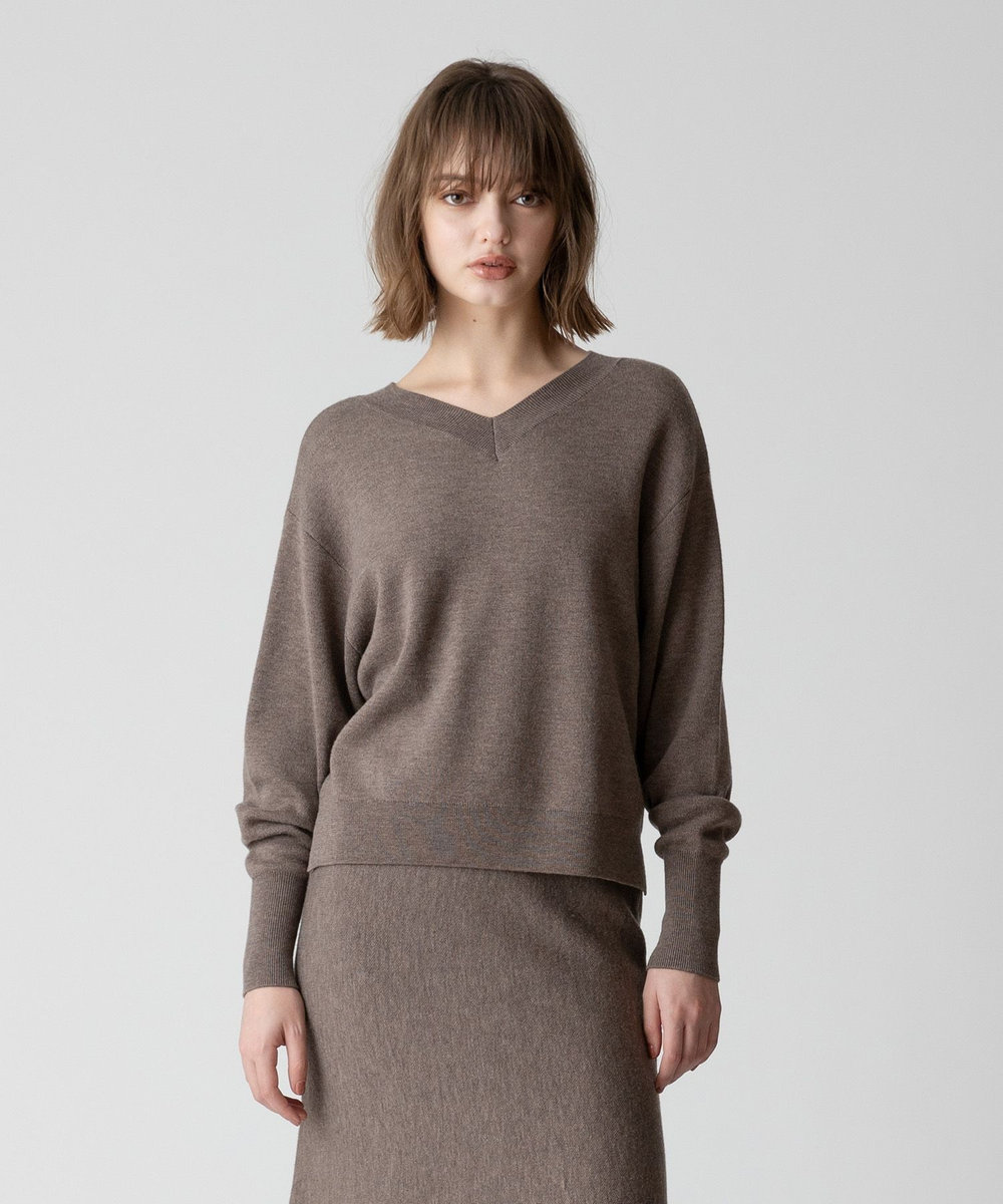 allureville 【セットアップ対応可能】ウールスムース2WAYネックプルオーバー モカ (85)