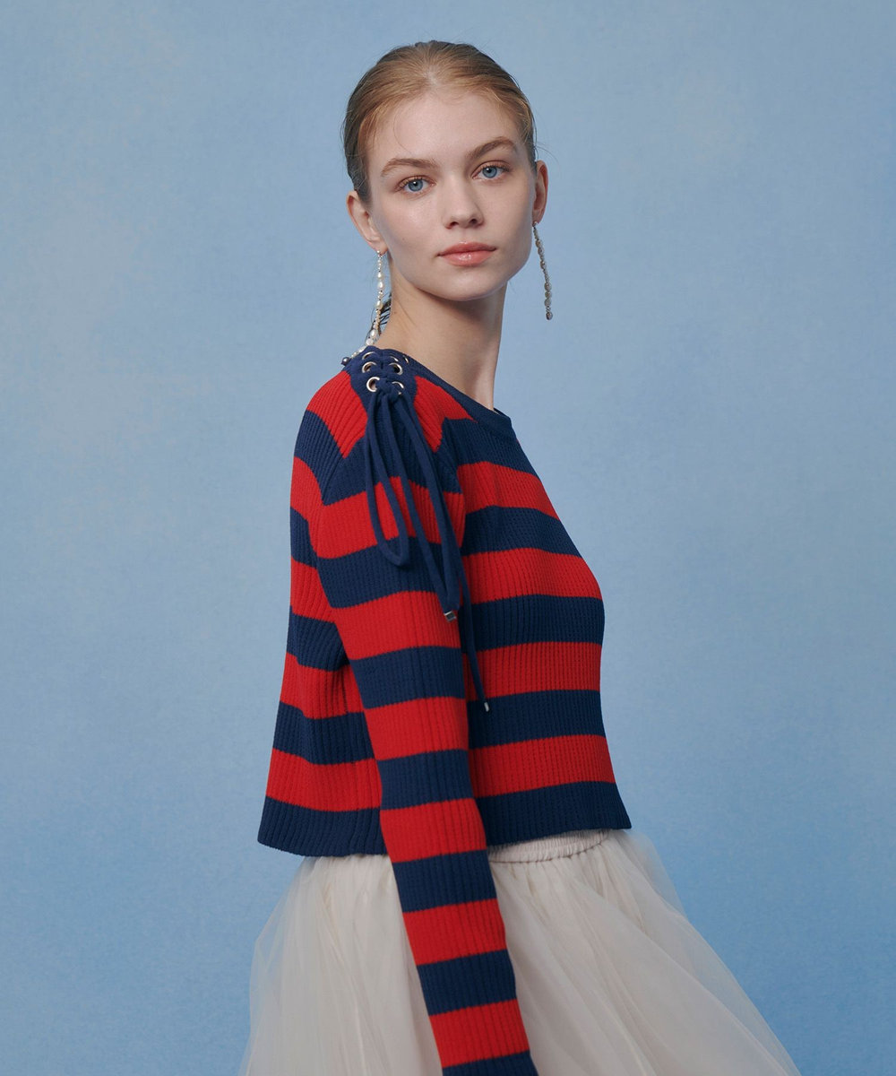 LOULOU WILLOUGHBY 【LOULOU WILLOUGHBY】レースアップショルダープルオーバー レッド系 (46)