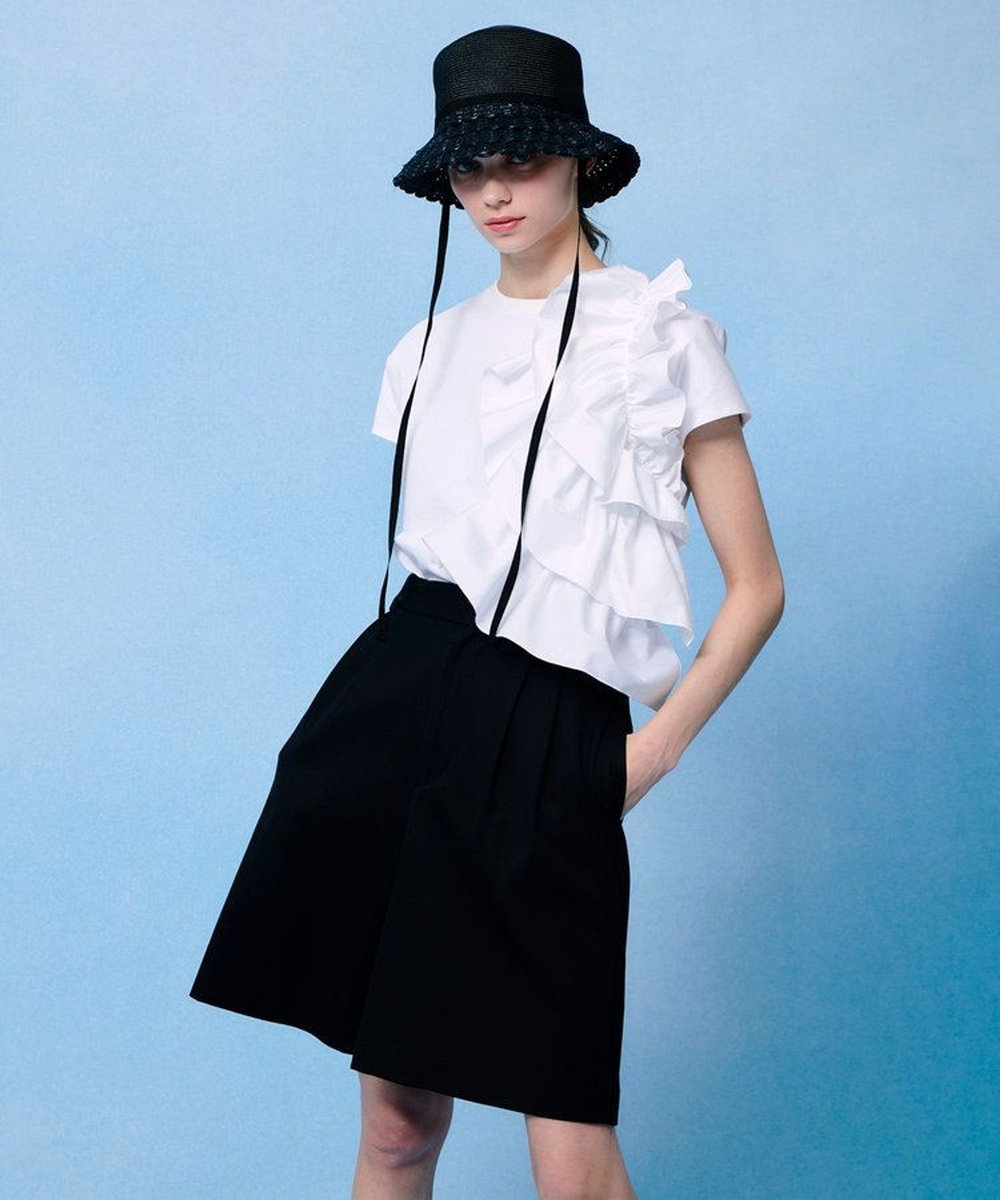 LOULOU WILLOUGHBY 【LOULOU WILLOUGHBY】ギャザーレイヤーTシャツ オフホワイト (02)