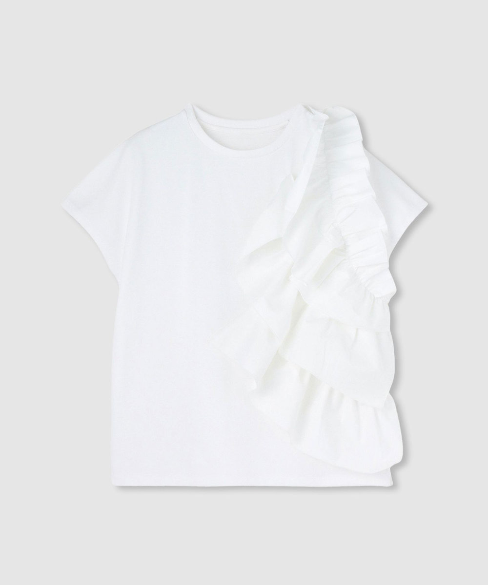 LOULOU WILLOUGHBY 【LOULOU WILLOUGHBY】ギャザーレイヤーTシャツ オフホワイト (02)