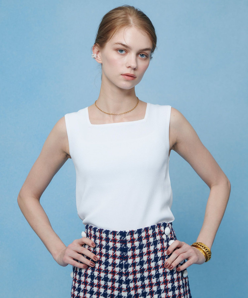 LOULOU WILLOUGHBY 【LOULOU WILLOUGHBY】スクエアタンクトップ オフホワイト (02)