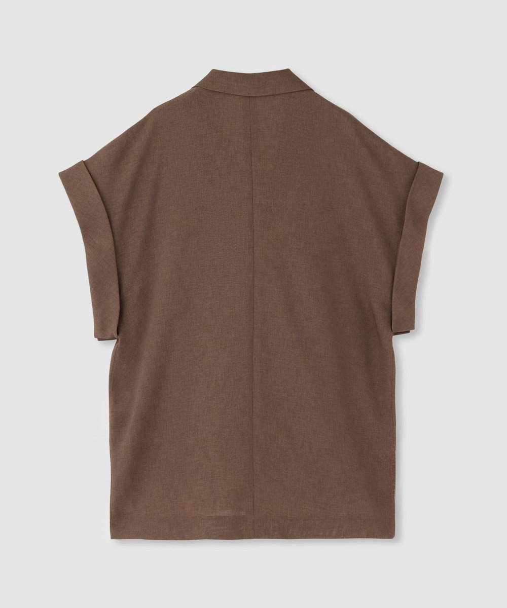 allureville スラブメッシュフレンチスリーブジャケット ブラウン (81)