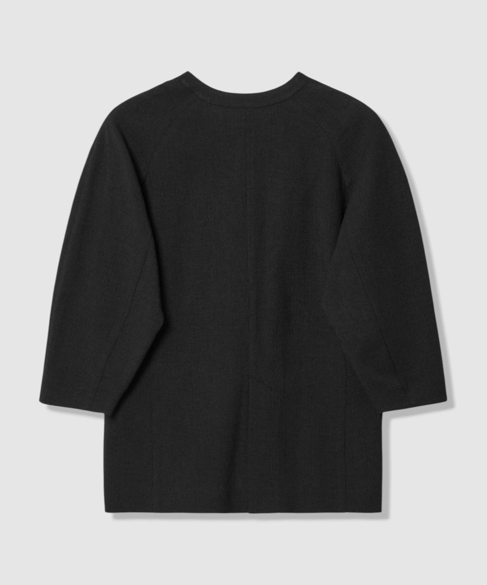 allureville 【ATELIER Line】ハーフスリーブカラーレスジャケット ブラック (95)