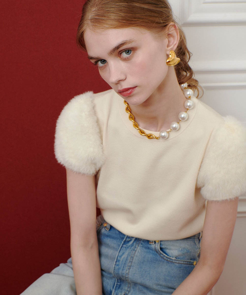 LOULOU WILLOUGHBY WEB限定【LOULOU WILLOUGHBY】フェザースリーブプルオーバー オフホワイト (02)