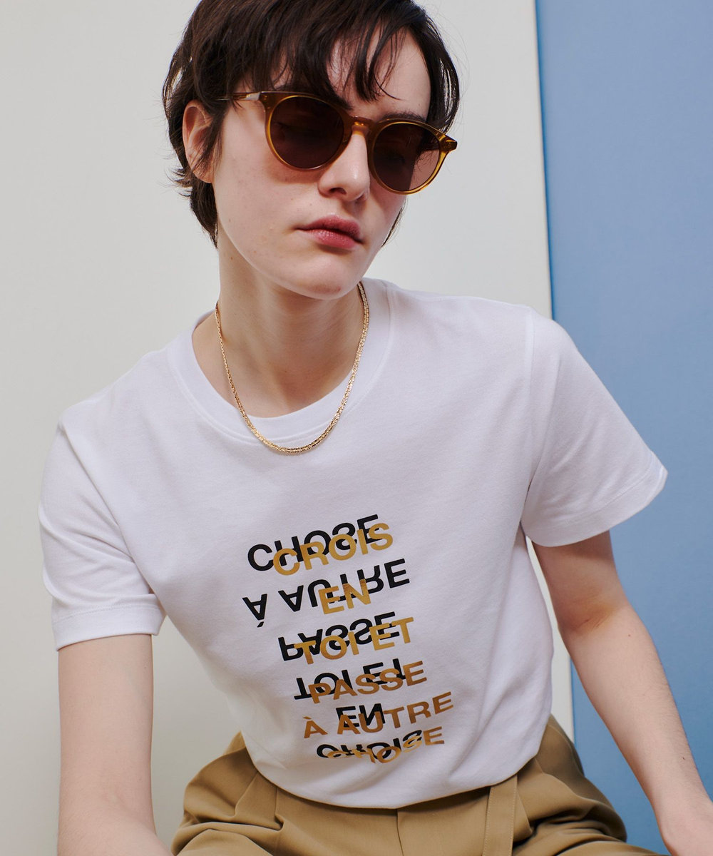 allureville メタリックレイヤードロゴＴシャツ オフホワイト (02)