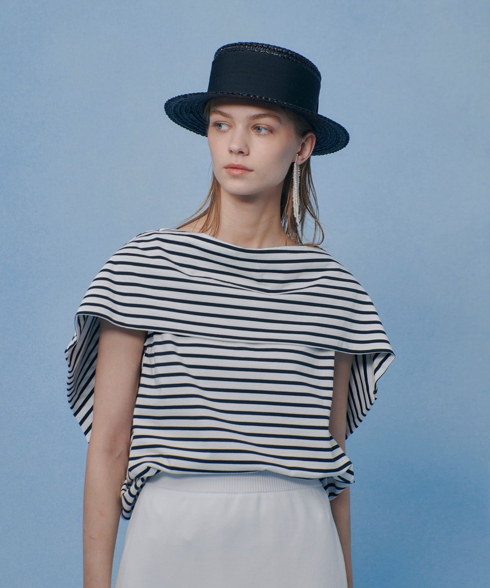 LOULOU WILLOUGHBY ケープデコルテトップス ネイビー (65)