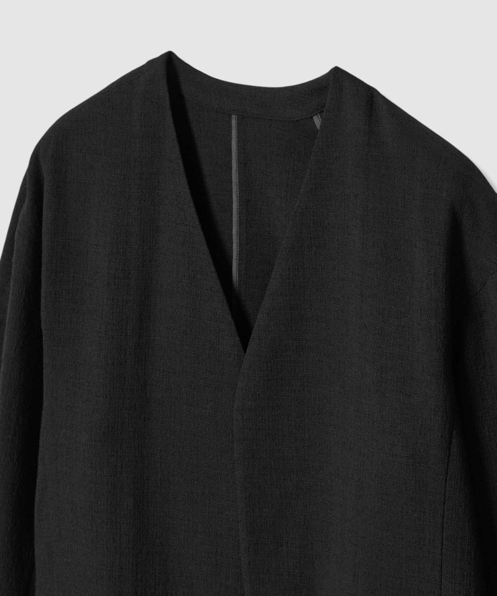 allureville 【ATELIER Line】ハーフスリーブカラーレスジャケット ブラック (95)