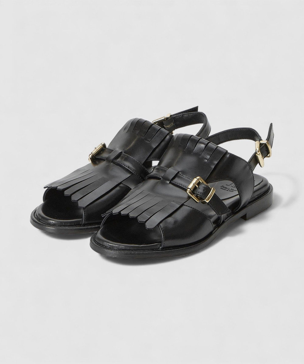 buying 【LUCA GROSSI(ルカ グロッシ)】TASSEL SANDAL ブラック (95)