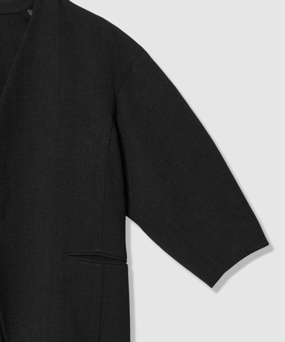 allureville 【ATELIER Line】ハーフスリーブカラーレスジャケット ブラック (95)