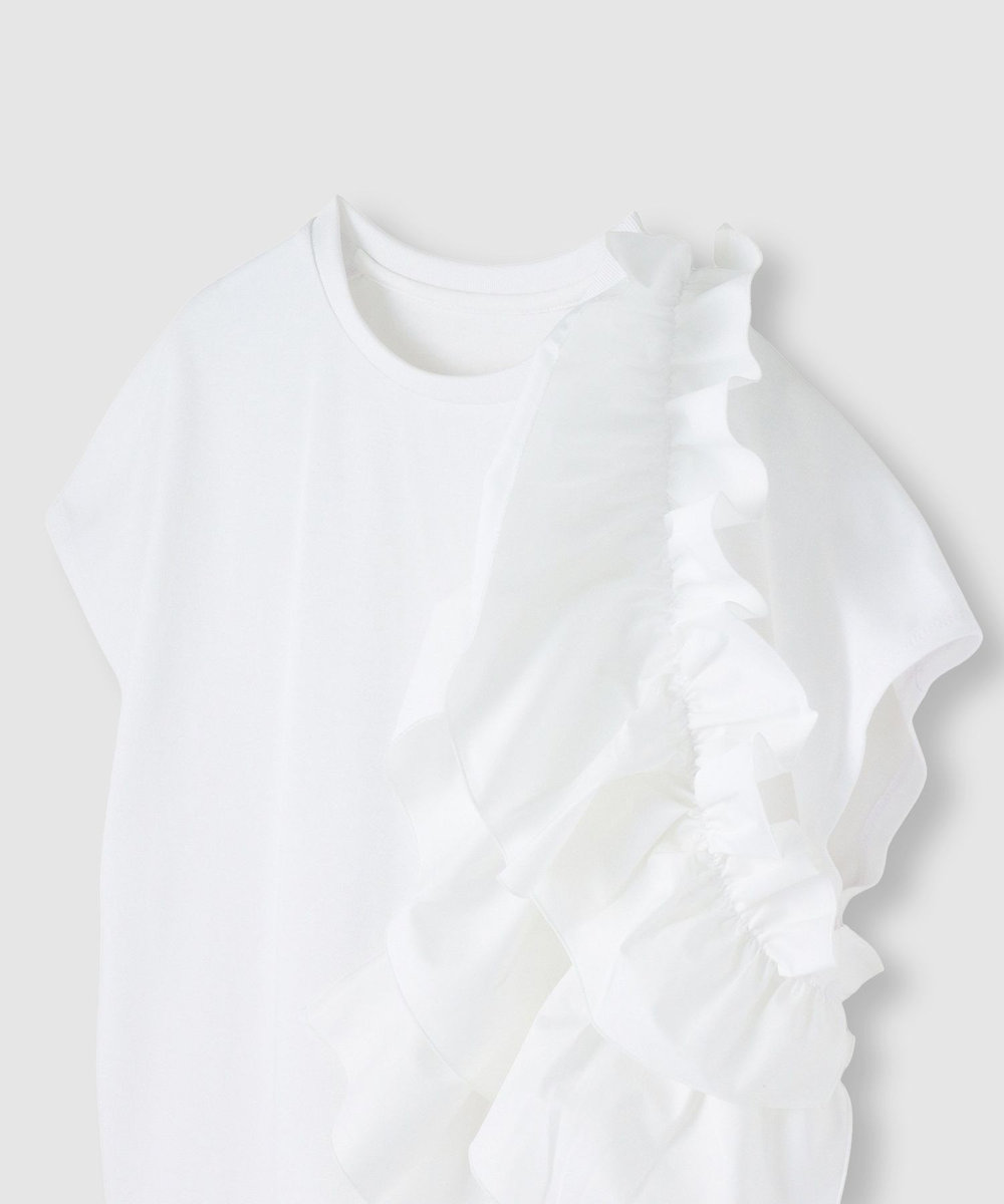 LOULOU WILLOUGHBY 【LOULOU WILLOUGHBY】ギャザーレイヤーTシャツ オフホワイト (02)