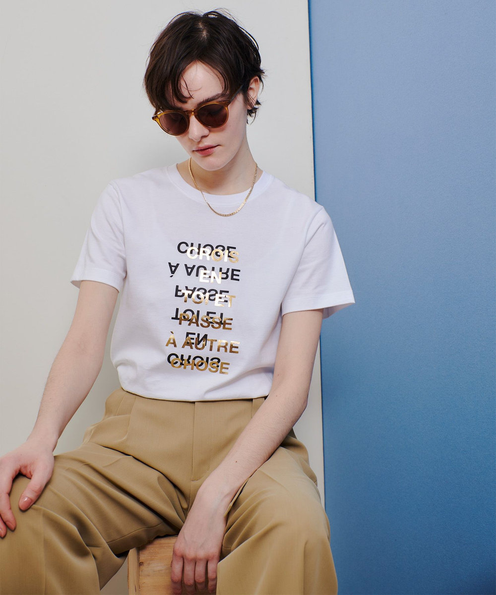 allureville メタリックレイヤードロゴＴシャツ オフホワイト (02)