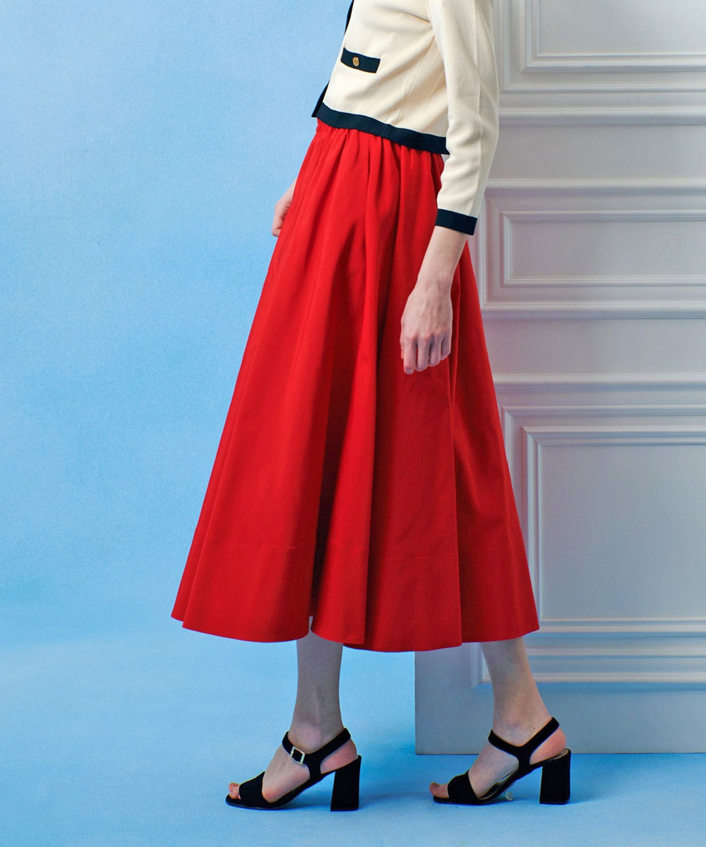 LOULOU WILLOUGHBY 【LOULOU WILLOUGHBY】ポリエステルコットングログランギャザースカート レッド (43)