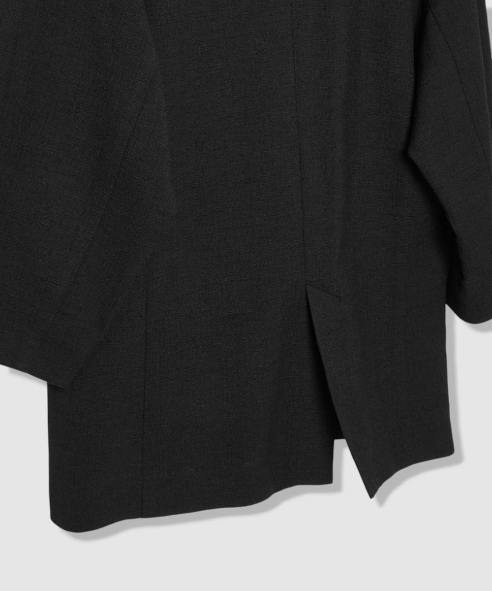 allureville 【ATELIER Line】ハーフスリーブカラーレスジャケット ブラック (95)