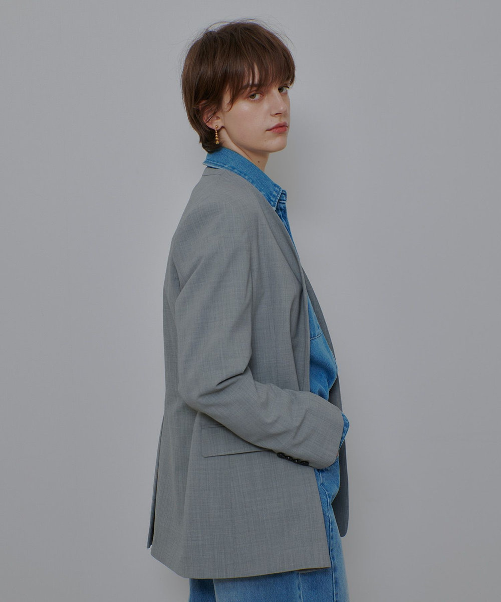 allureville ストレッチノーカラージャケット ライトグレー (91)