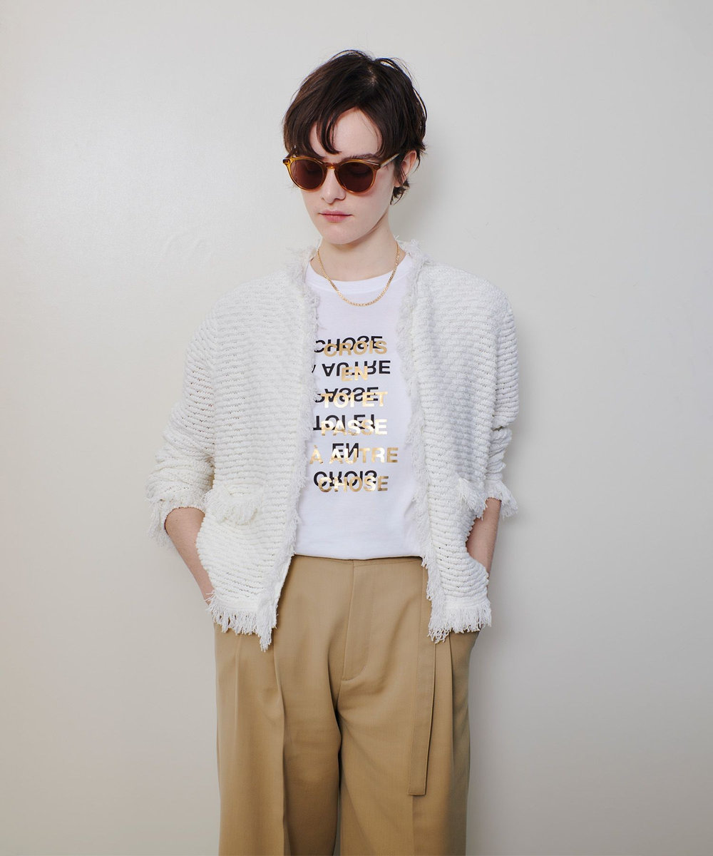 allureville メタリックレイヤードロゴＴシャツ オフホワイト (02)