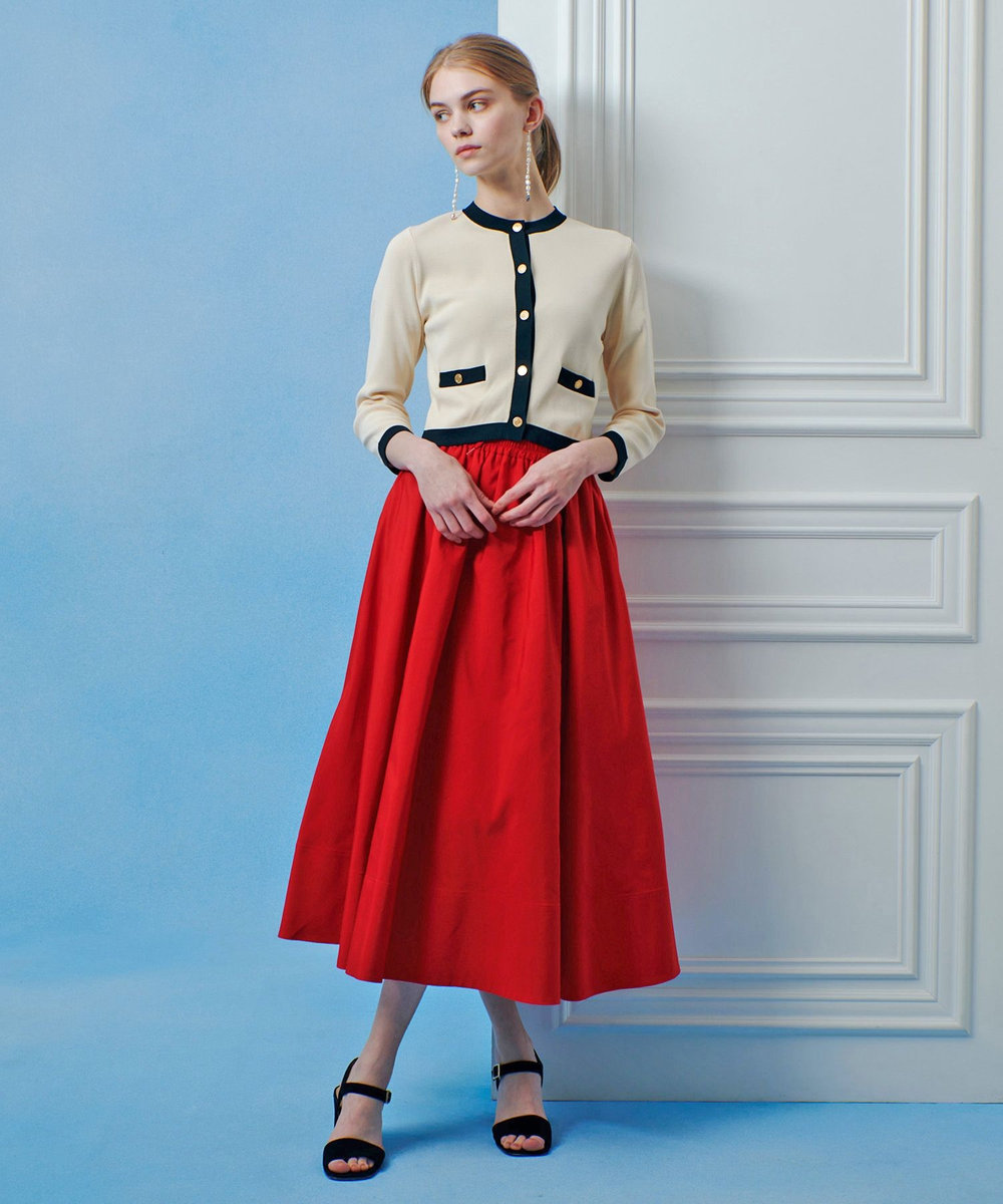 LOULOU WILLOUGHBY 【LOULOU WILLOUGHBY】ポリエステルコットングログランギャザースカート レッド (43)