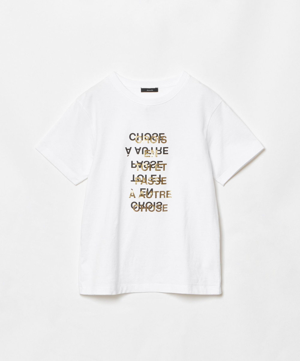 allureville メタリックレイヤードロゴＴシャツ オフホワイト (02)
