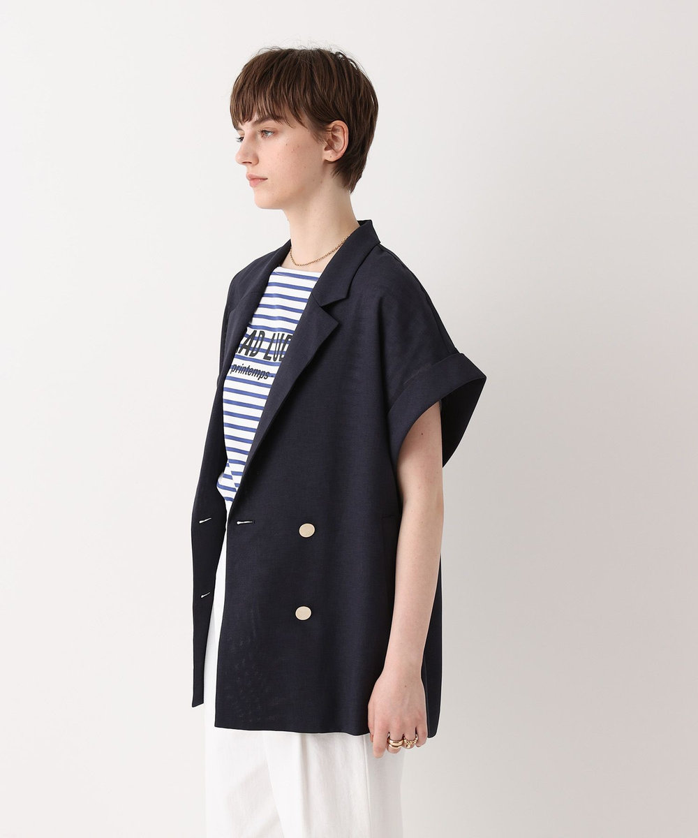 allureville スラブメッシュフレンチスリーブジャケット ネイビー (67)