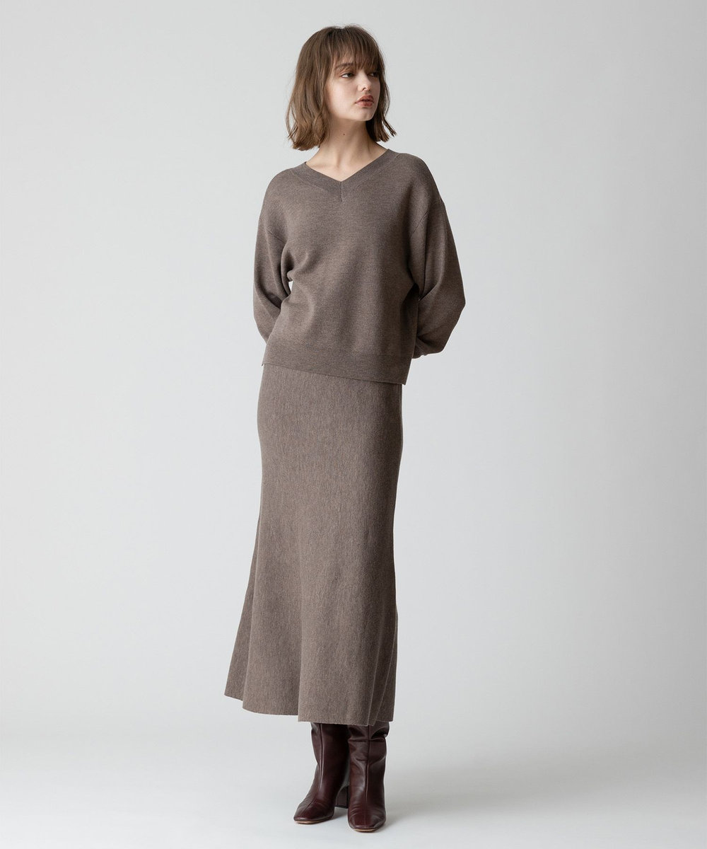 allureville 【セットアップ対応可能】ウールスムース2WAYネックプルオーバー モカ (85)