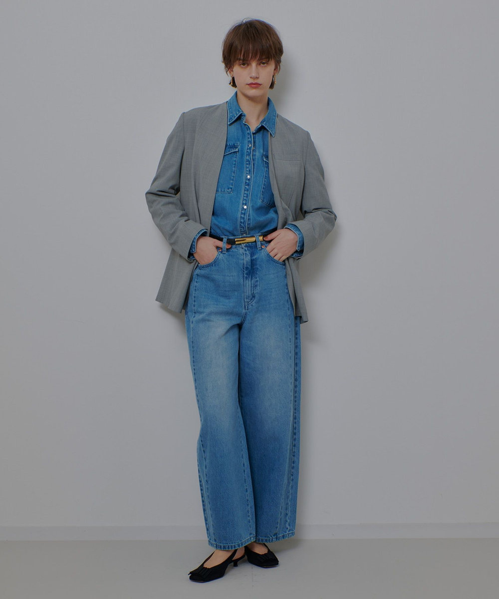 allureville ストレッチノーカラージャケット ライトグレー (91)