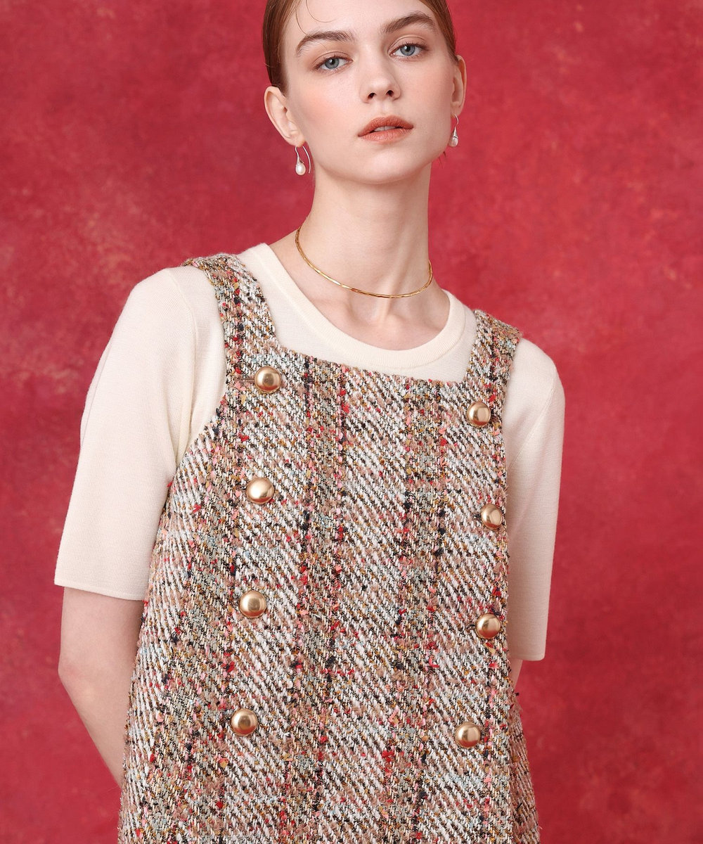 LOULOU WILLOUGHBY ラメツイードジャンスカワンピース マルチ (09)
