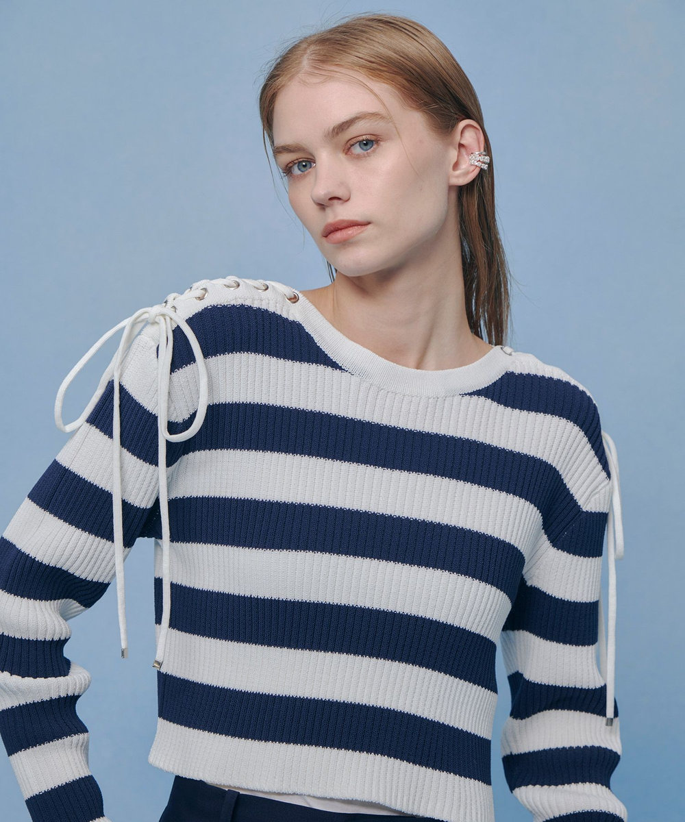 LOULOU WILLOUGHBY 【LOULOU WILLOUGHBY】レースアップショルダープルオーバー ネイビー (69)