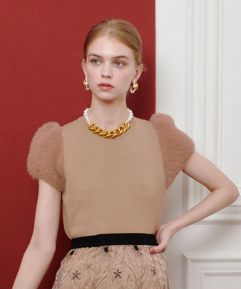 LOULOU WILLOUGHBY WEB限定【LOULOU WILLOUGHBY】フェザースリーブプルオーバー ベージュ (11)