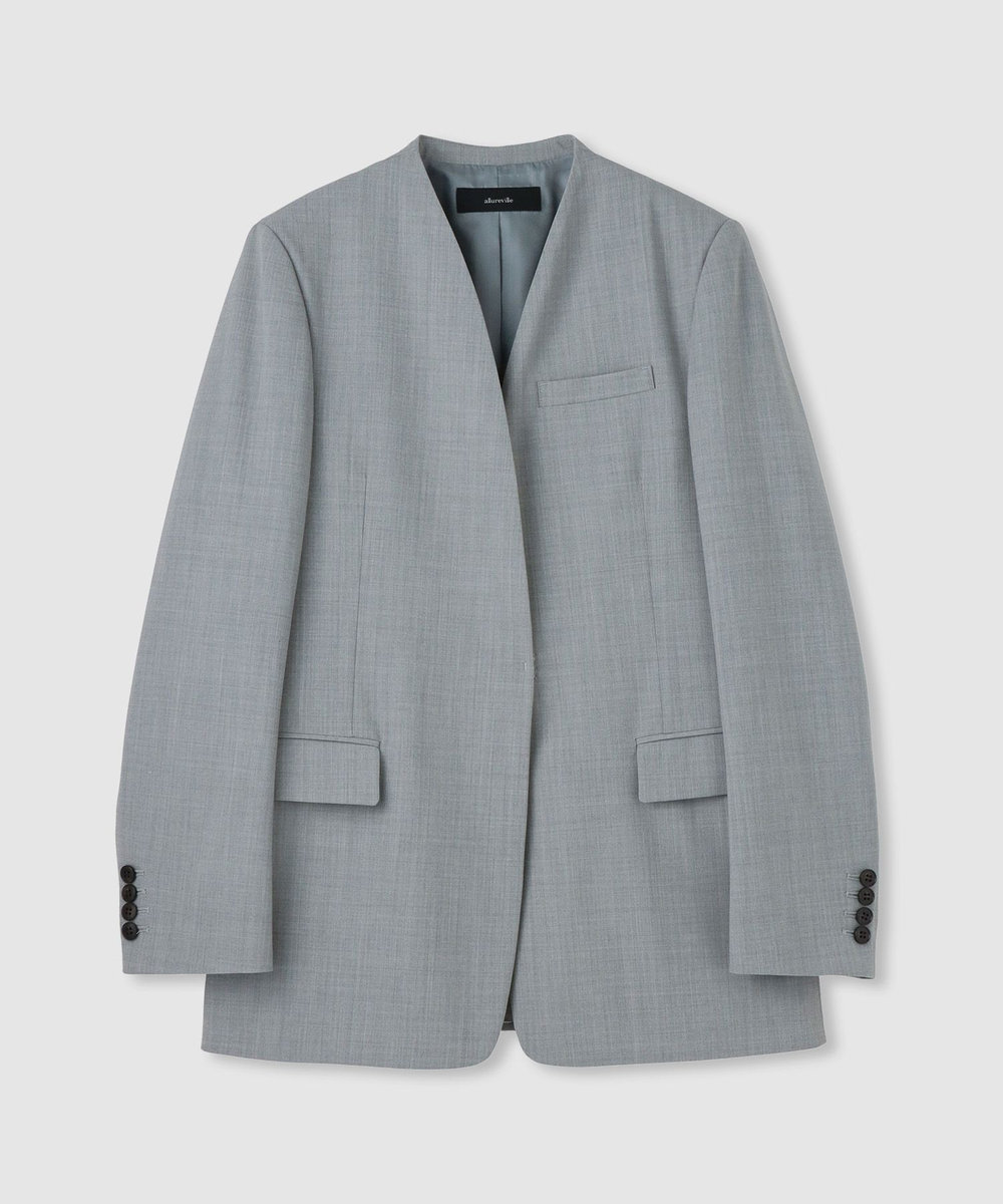 allureville ストレッチノーカラージャケット ライトグレー (91)