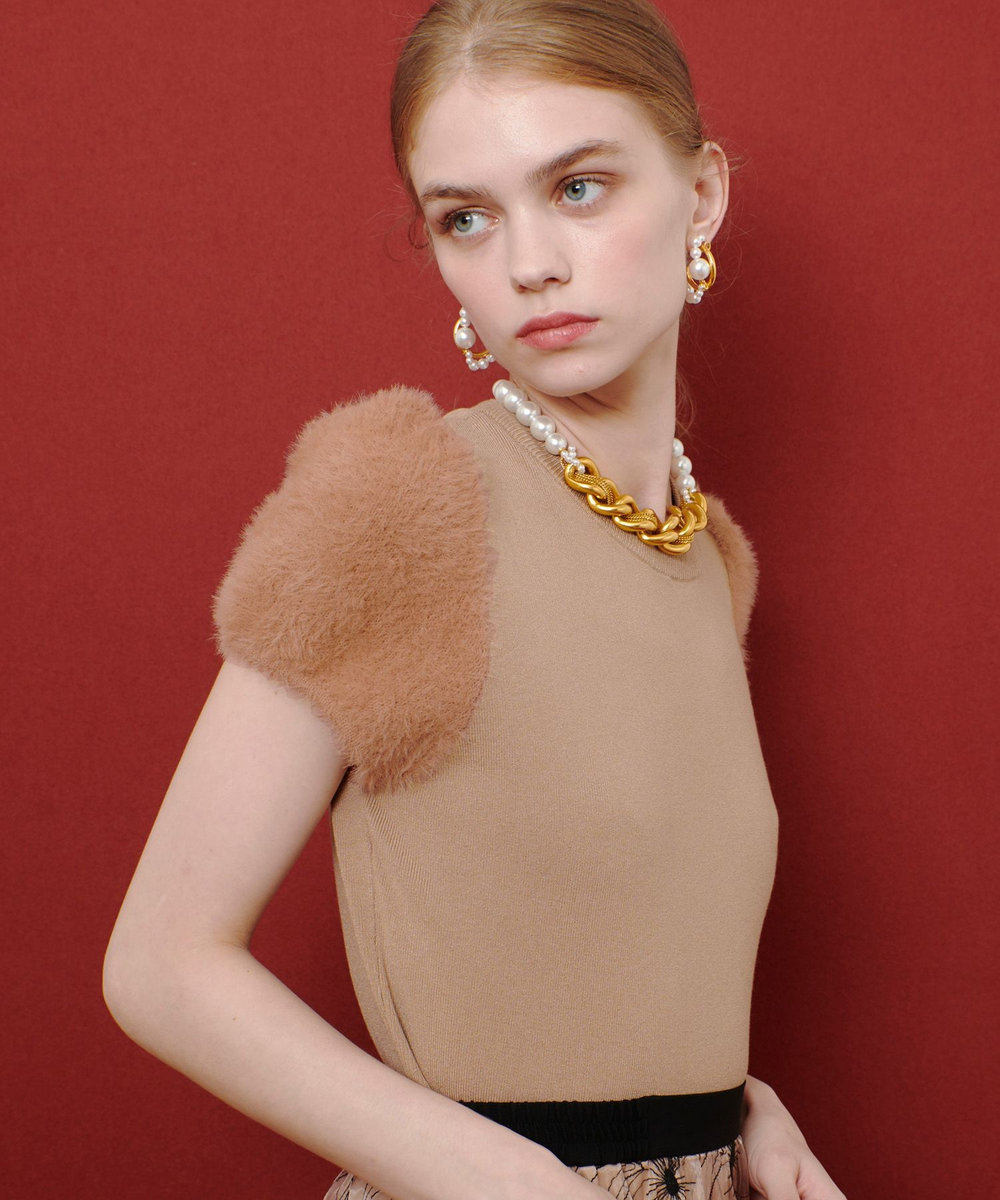 LOULOU WILLOUGHBY WEB限定【LOULOU WILLOUGHBY】フェザースリーブプルオーバー ベージュ (11)