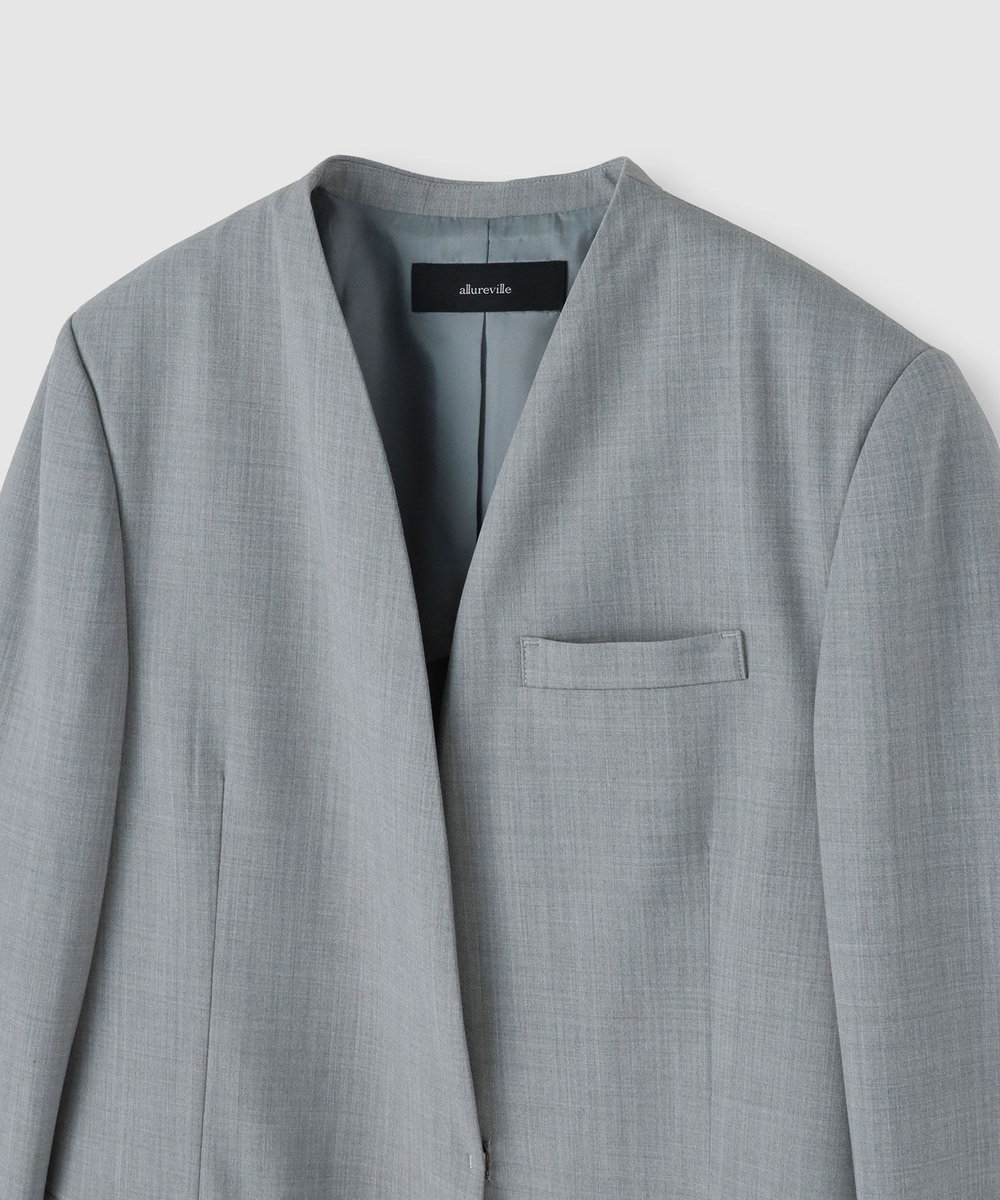 allureville ストレッチノーカラージャケット ライトグレー (91)