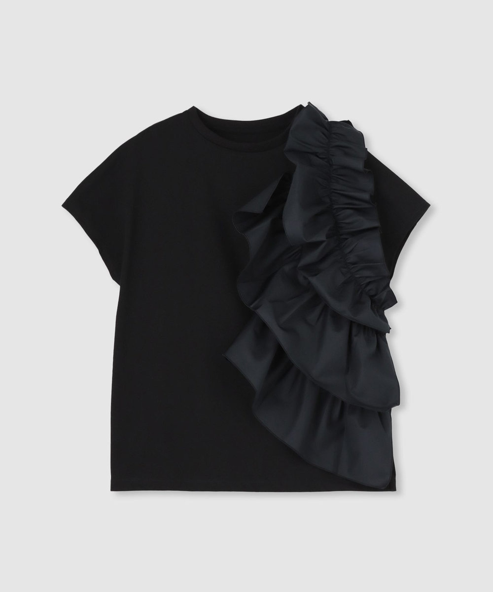 LOULOU WILLOUGHBY 【LOULOU WILLOUGHBY】ギャザーレイヤーTシャツ ブラック (95)