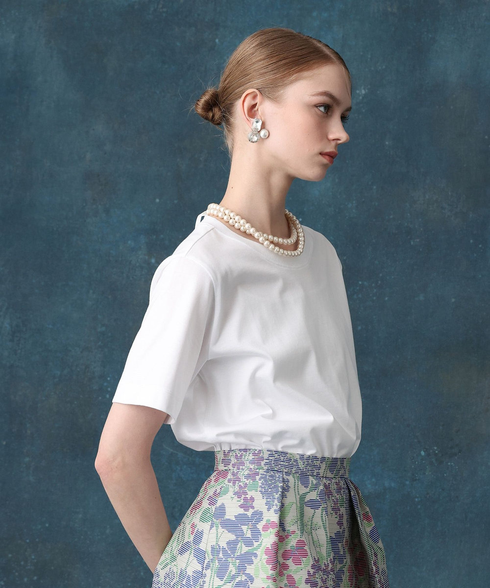 LOULOU WILLOUGHBY パールネックレスＴシャツ ホワイト (01)
