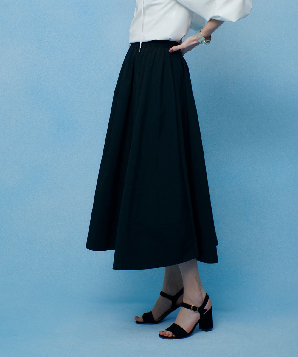 LOULOU WILLOUGHBY 【LOULOU WILLOUGHBY】ポリエステルコットングログランギャザースカート ブラック (95)