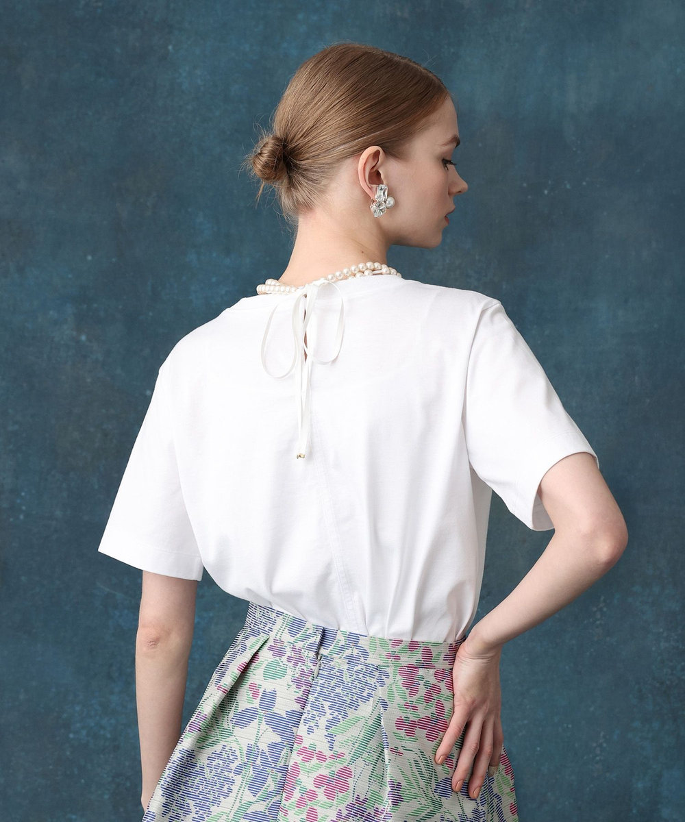 LOULOU WILLOUGHBY パールネックレスＴシャツ ホワイト (01)