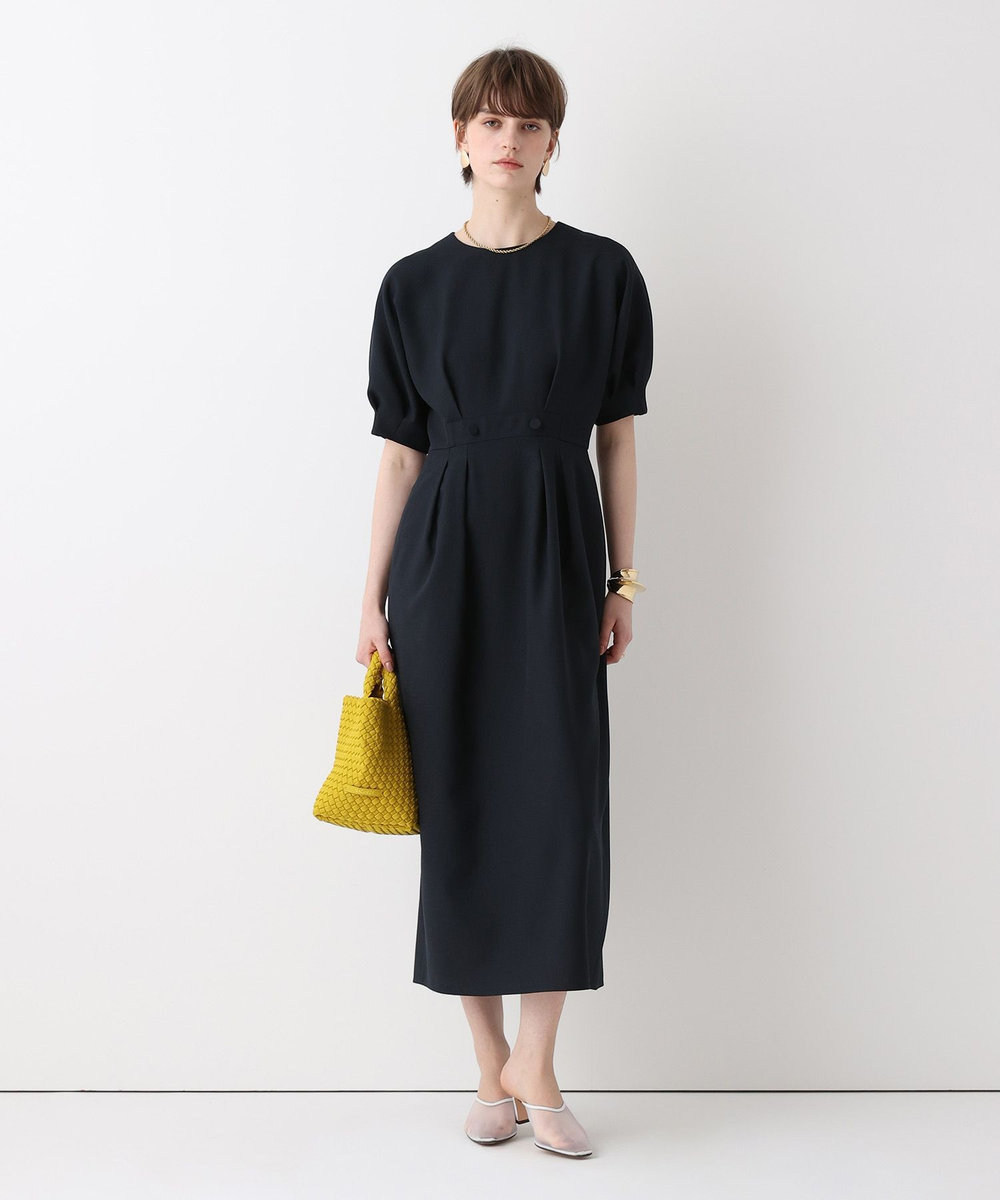 allureville リネンライクタッキングワンピース ネイビー (65)