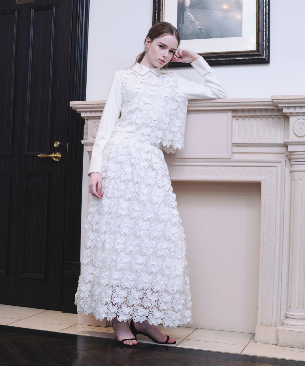 LOULOU WILLOUGHBY】ケミカルフラワーレーススカート|allureville